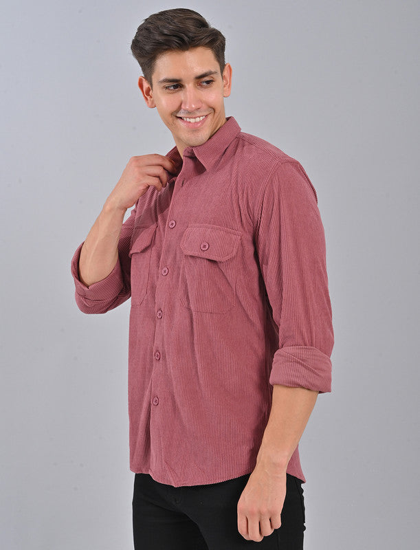 Native Bull Peach Pink Corduroy Double Pocket Shirt