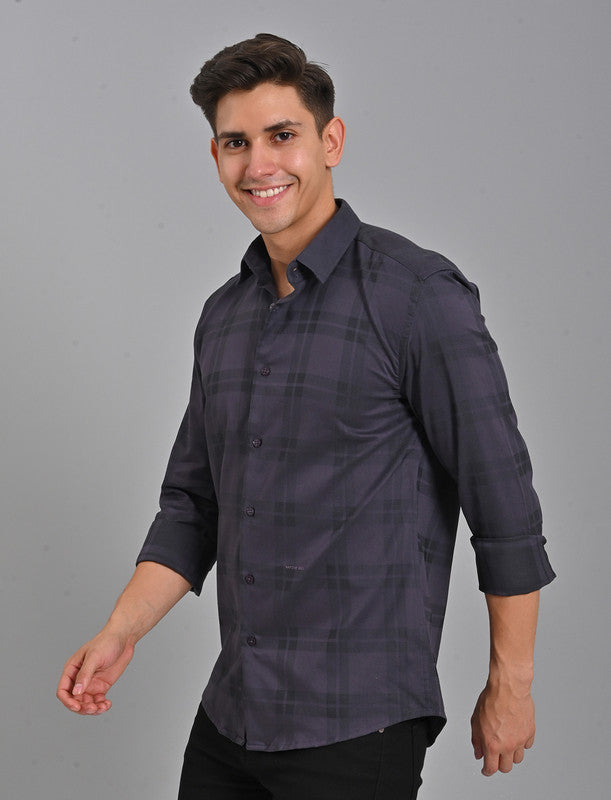 Native Bull Dark Purple Checked Shirt