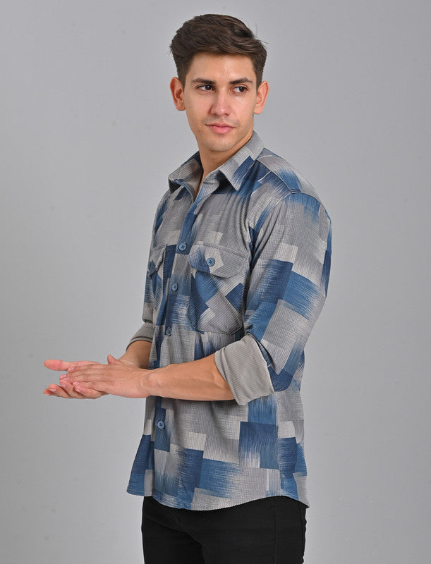 Native Bull Grey Blue Corduroy Double Pocket Shirt