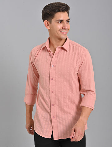 Native Bull Peach Pink Striped Shirt