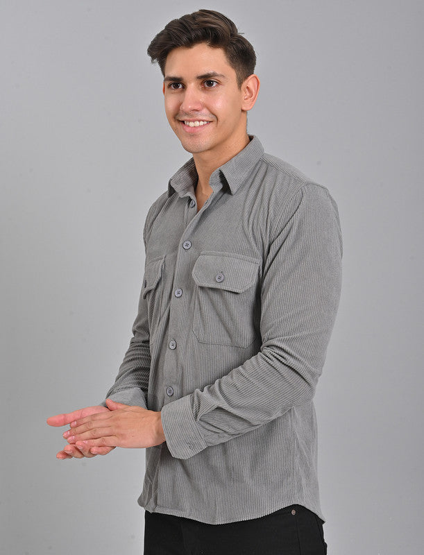 Native Bull Grey Corduroy Double Pocket Shirt