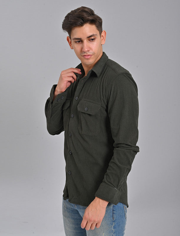 Native Bull Green Corduroy Double Pocket Shirt