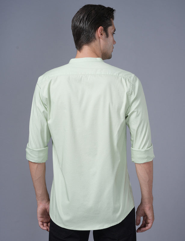 Native Bull Light Green Mandarin Collar Shirt