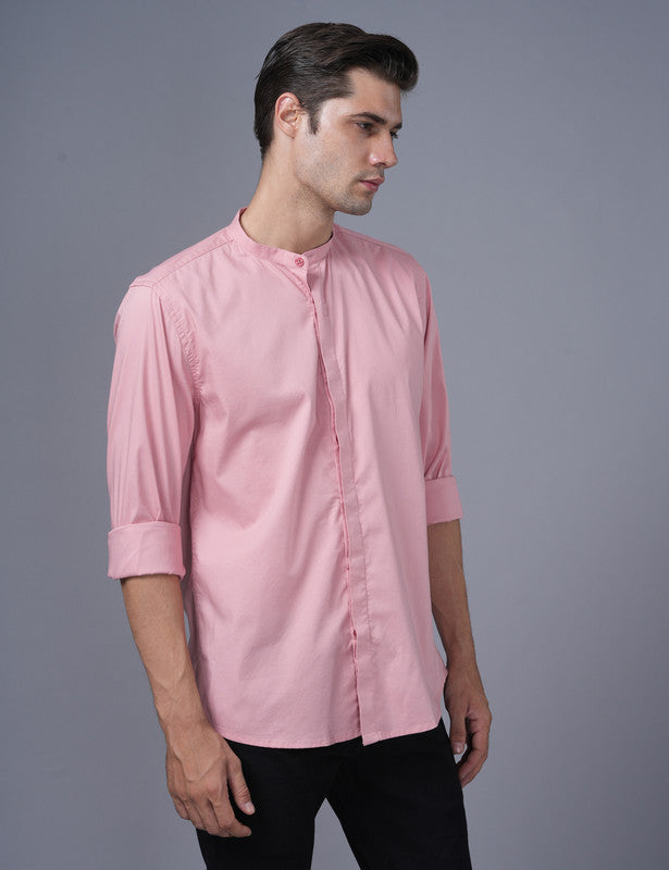 Native Bull Light Pink Mandarin Collar Shirt