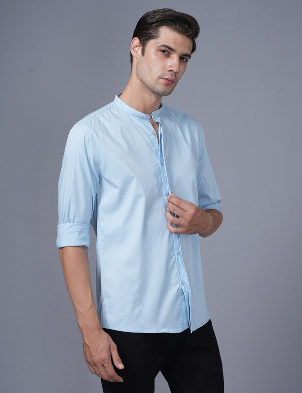 Native Bull Light Blue Mandarin Collar Shirt