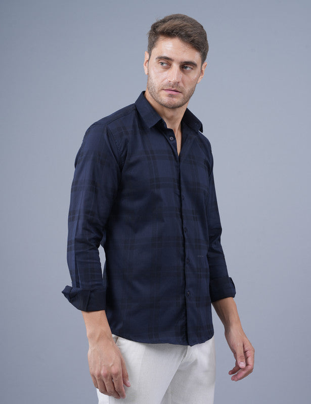 Native Bull Dark Navy Large Checked Shirt