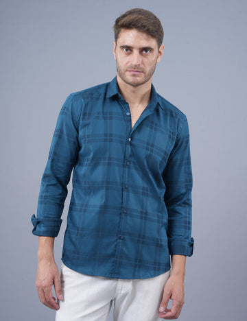 Native Bull Dark Blue Large Checked Shirt