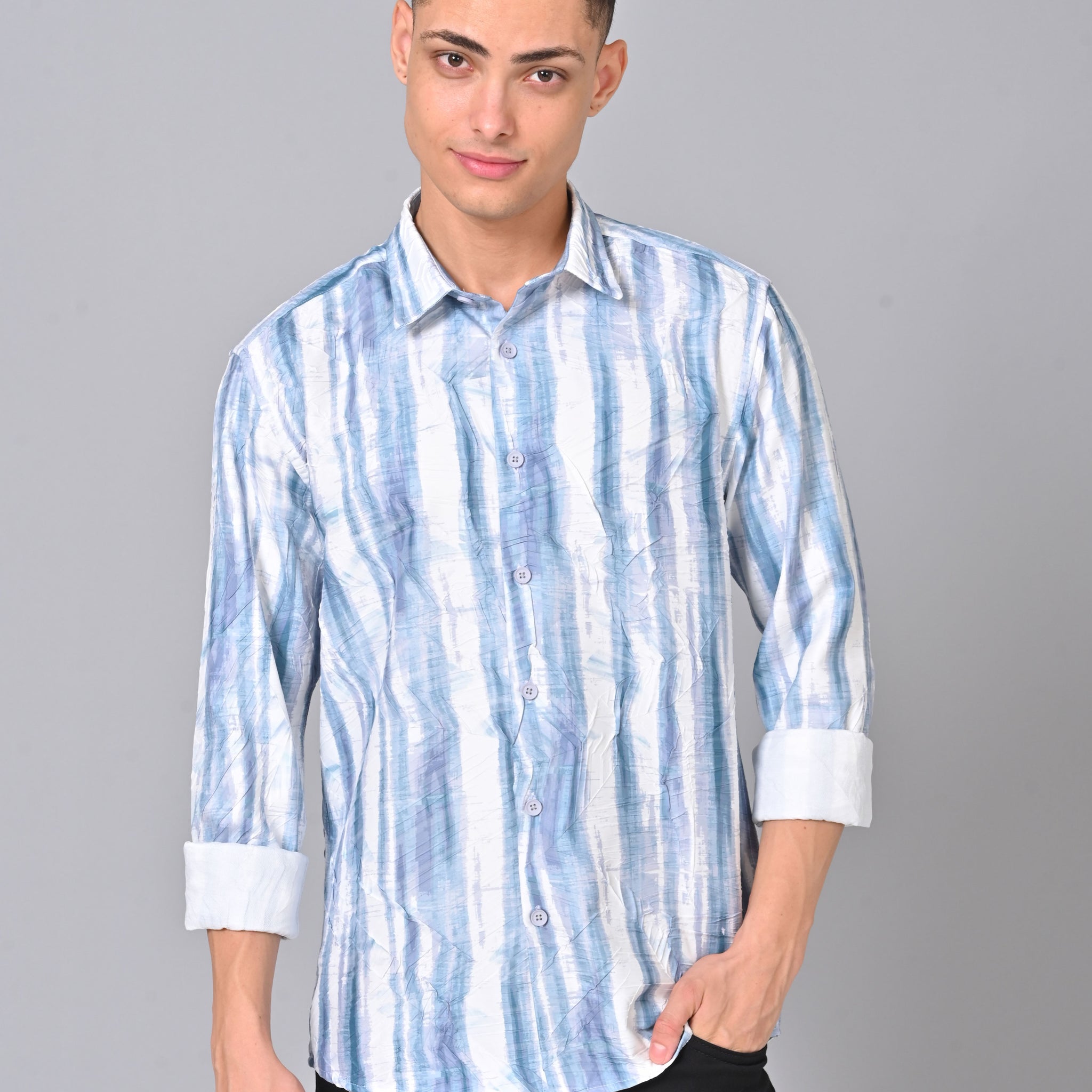 Men's Blue Stripes Tencel Shirt