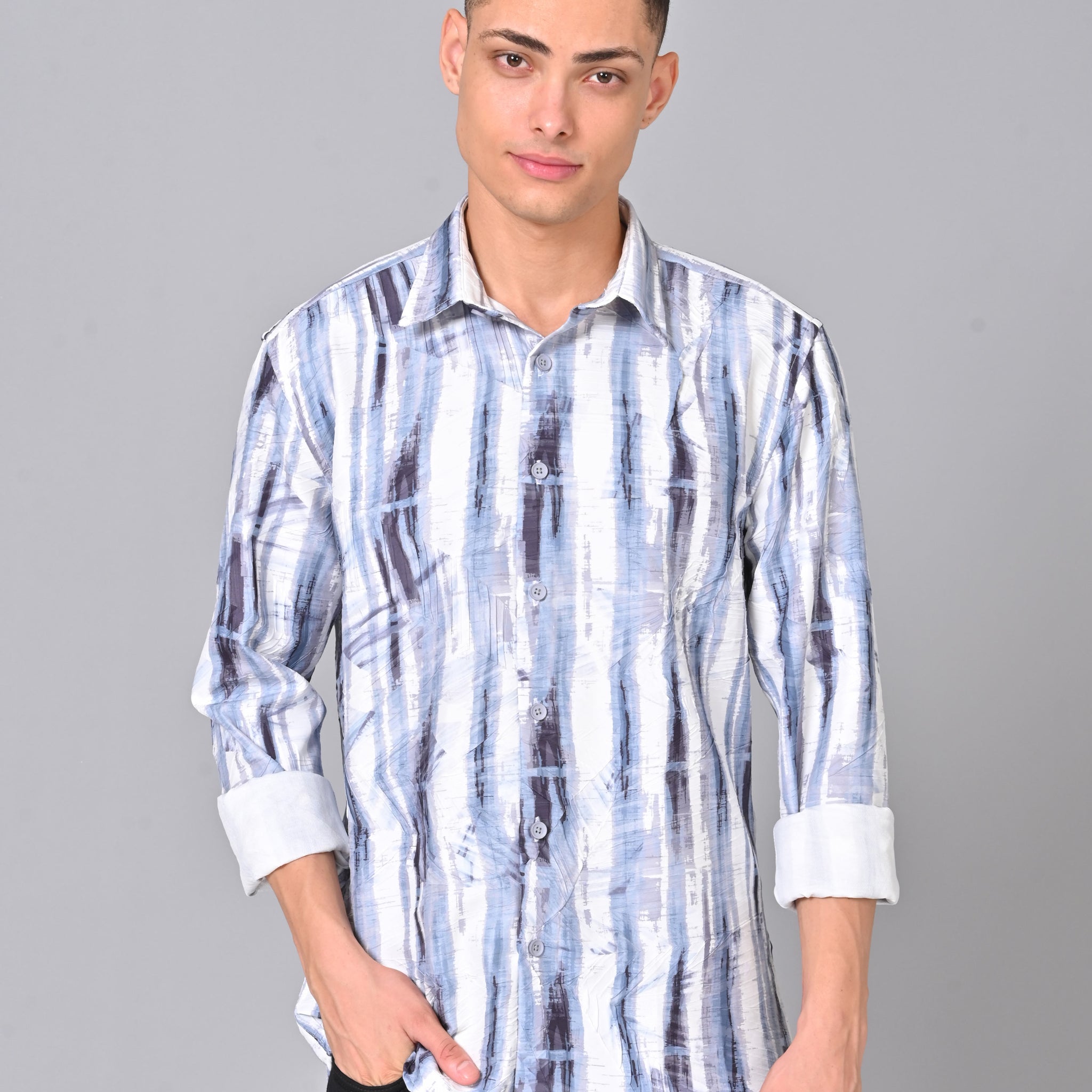 Men's Blue & White Tencel Shirt