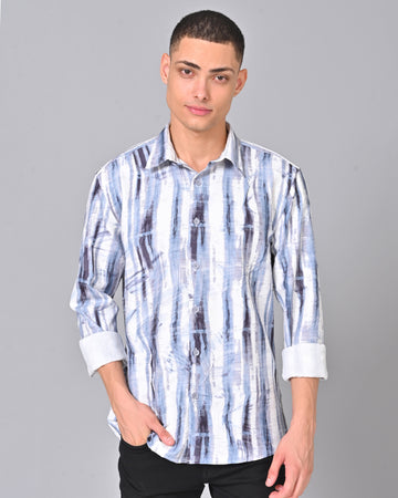 Men's Blue & White Tencel Shirt