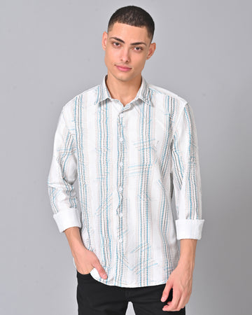 Men's White Stripes Tencel Shirt