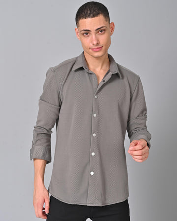 Men's Grey Knit Cotton Shirt