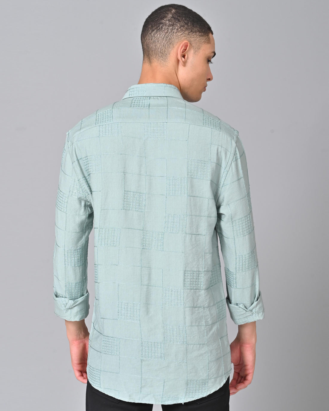 Men's Embroidered Light Green Shirt