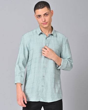 Men's Embroidered Light Green Shirt