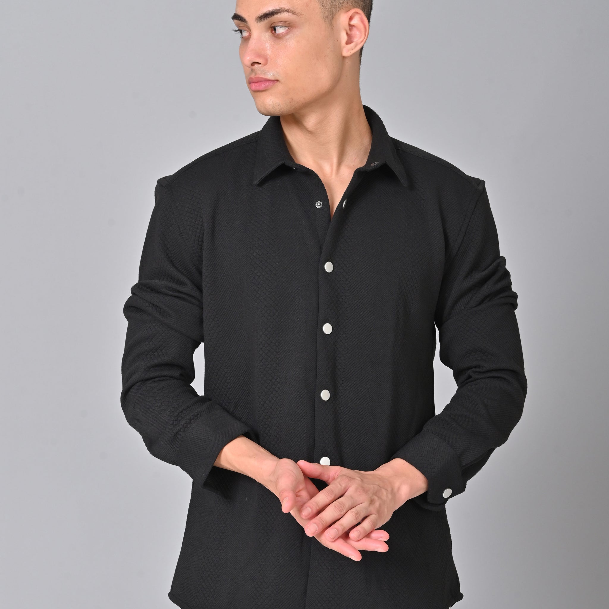 Men's Black Knit Cotton Shirt