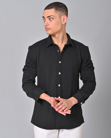 Men's Black Knit Cotton Shirt