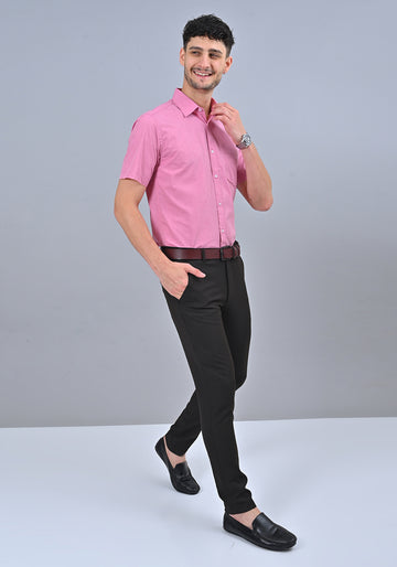 Pink Colour Solid Formal Half Sleeve Shirt