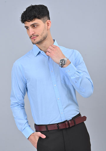 Light Blue Colour Solid Formal Full Sleeve Shirt