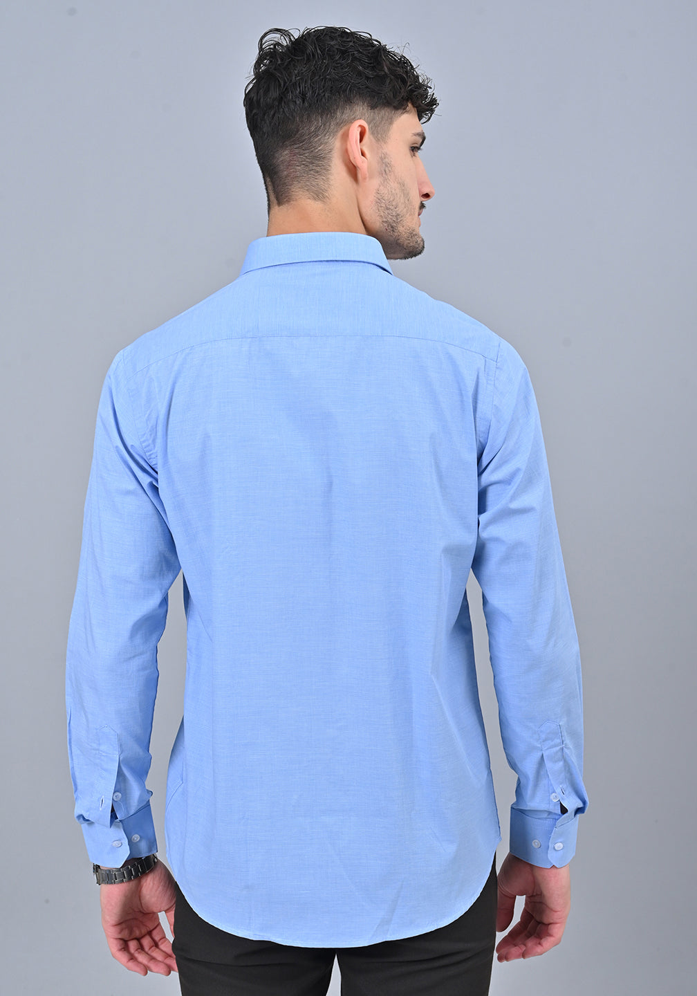 Sea Blue Colour Solid Formal Full Sleeve Shirt