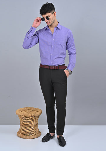 Lavender Colour Solid Formal Full Sleeve Shirt