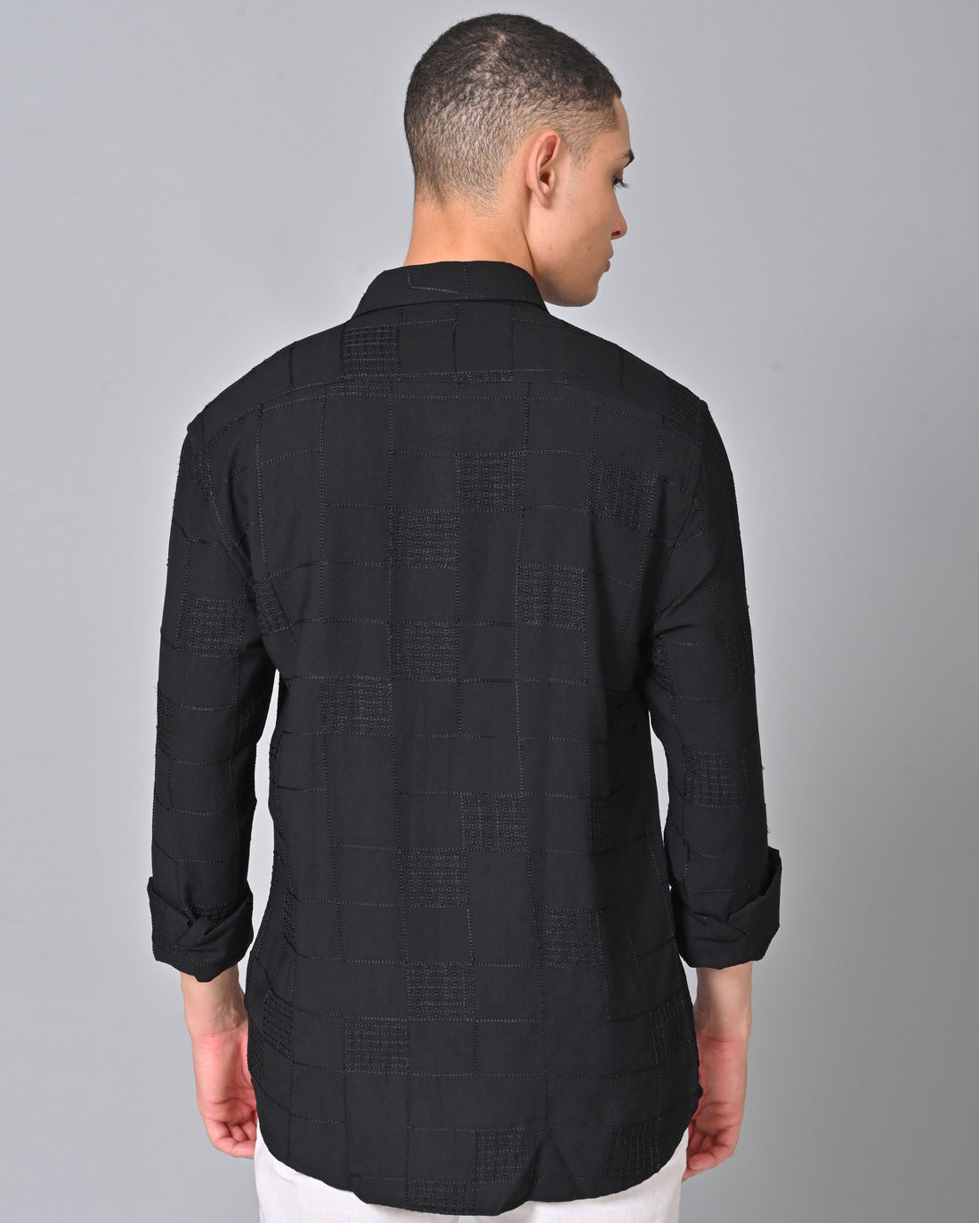 Men's Embroidered Black Shirt