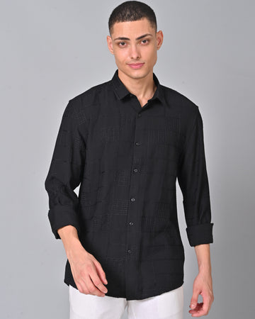 Men's Embroidered Black Shirt