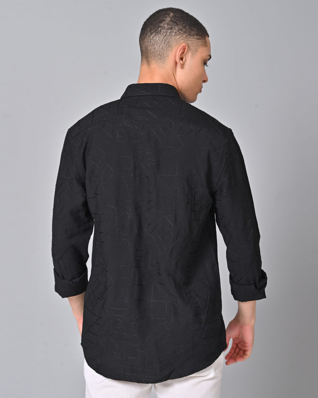 Men's Embroidered Black Shirt