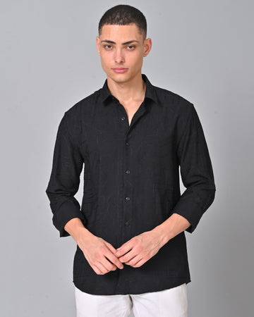 Men's Embroidered Black Shirt