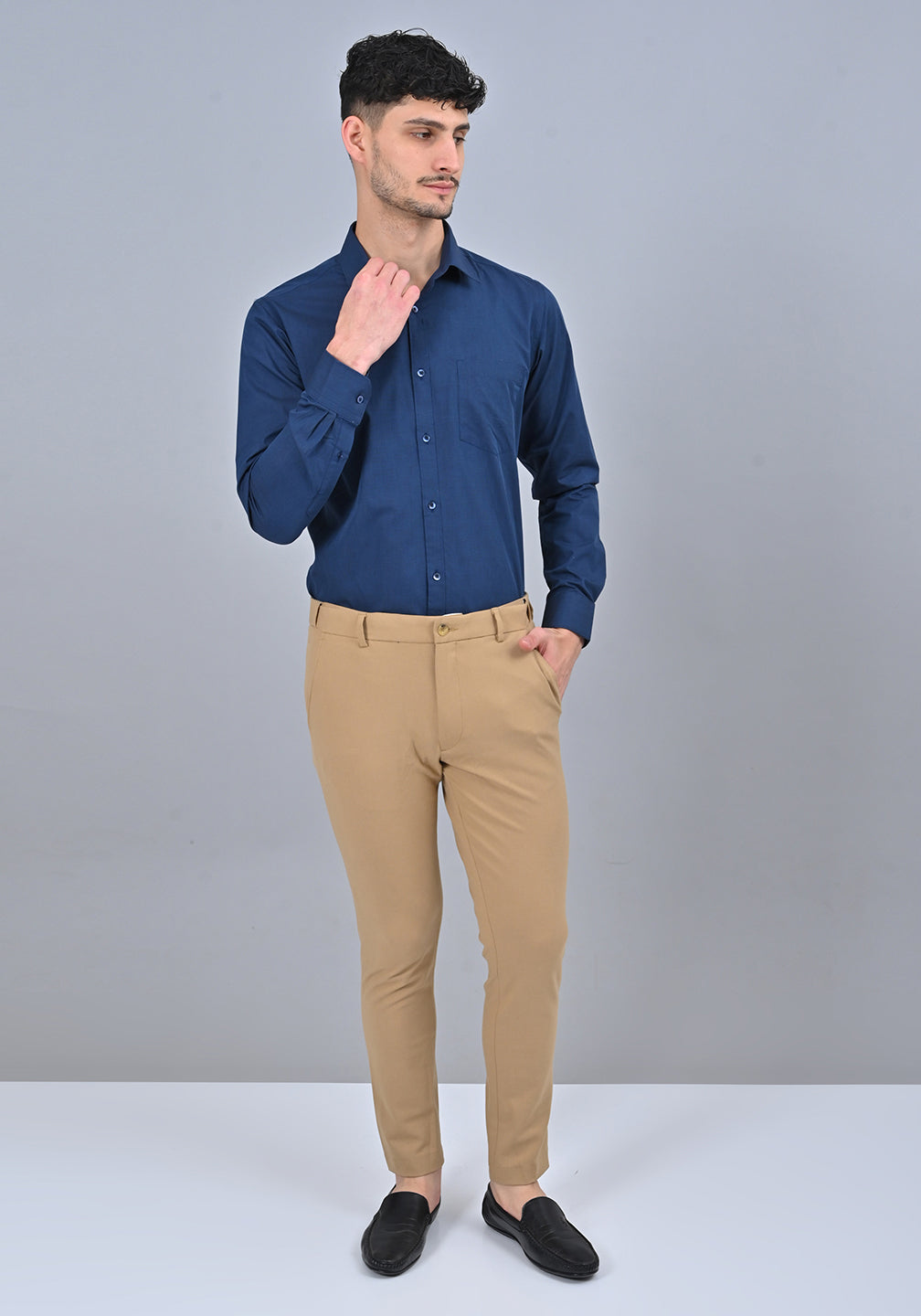 Navy Blue Colour Solid Formal Full Sleeve Shirt