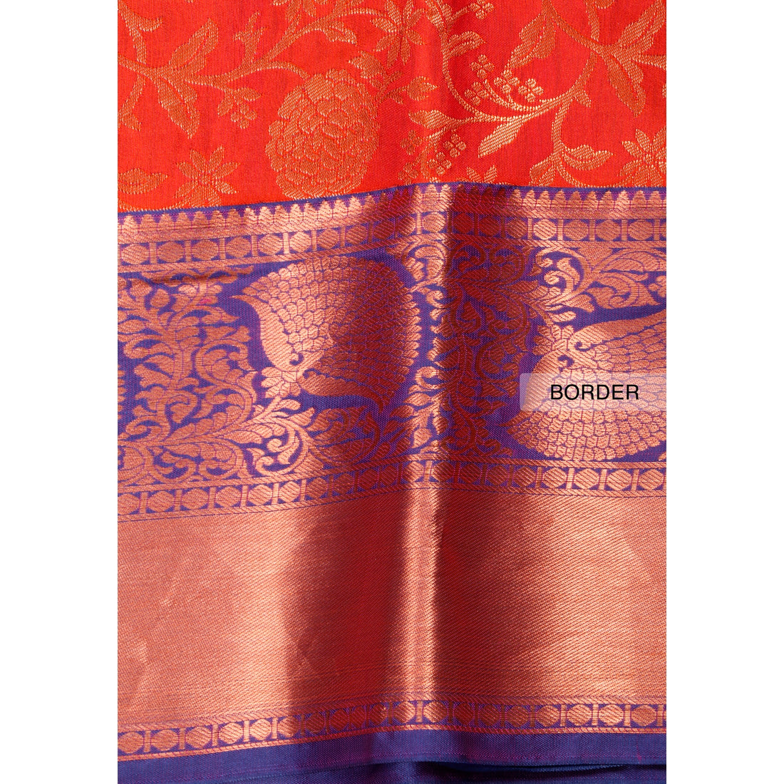 Dark Orange Colour Copper Zari Niranjana Silk Saree