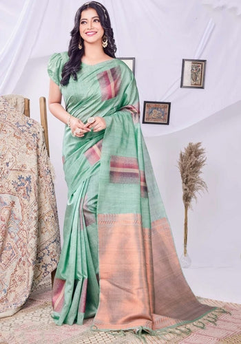 Green Colour Big Border Art Silk Saree