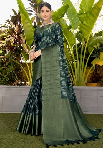 Green Colour Handloom Silk Saree Eight