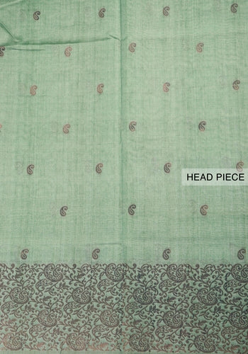 Green Colour Printed Silk Cotton Saree With Blouse Piece 6