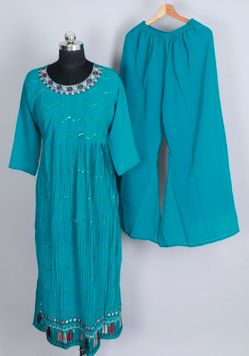 Green Colour Tops & Palazzo Set