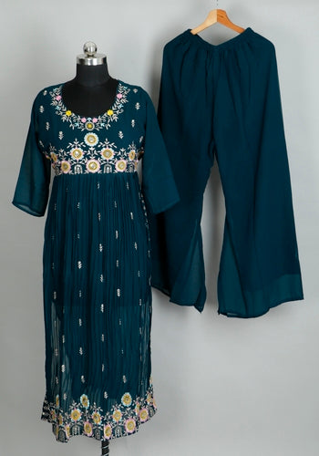 Green Colour Tops & Palazzo Set 1