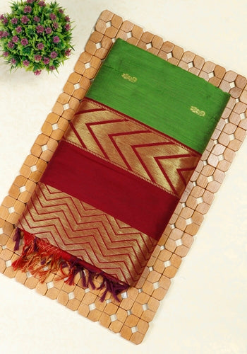 Green With Red Kalyani Cotton Saree