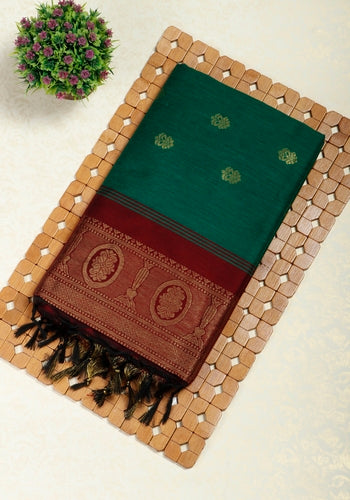 Dark Green Kalyani Cotton Saree