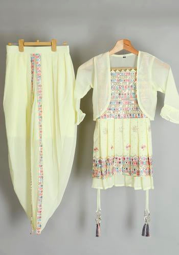 Half Yellow Colour Girls Salwar Readymade Set