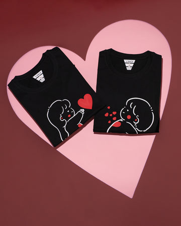 Black Printed Couple T Shirt