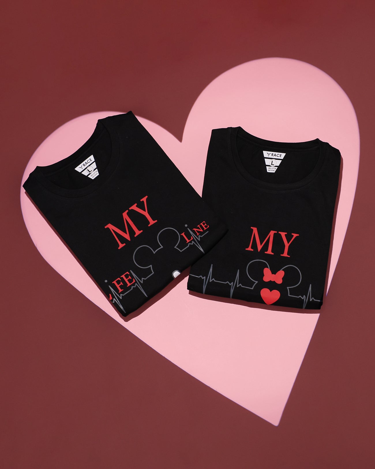 Black Printed Couple T Shirt