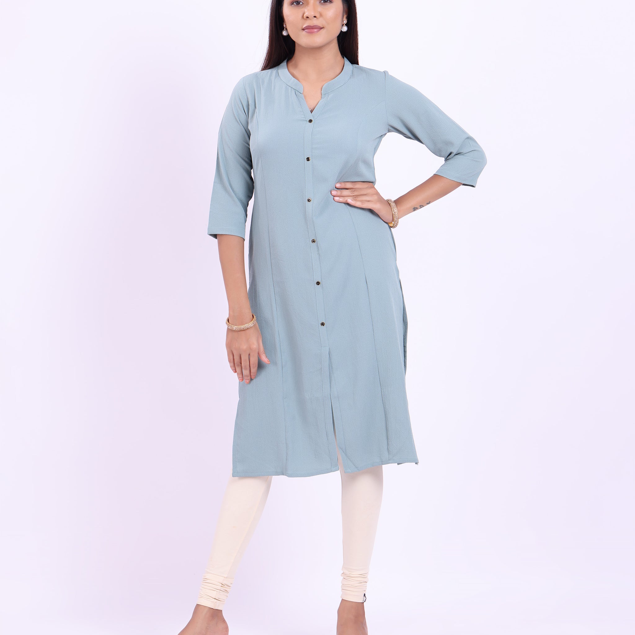 Stylish Women's Pale Green Buttoned down Kurti