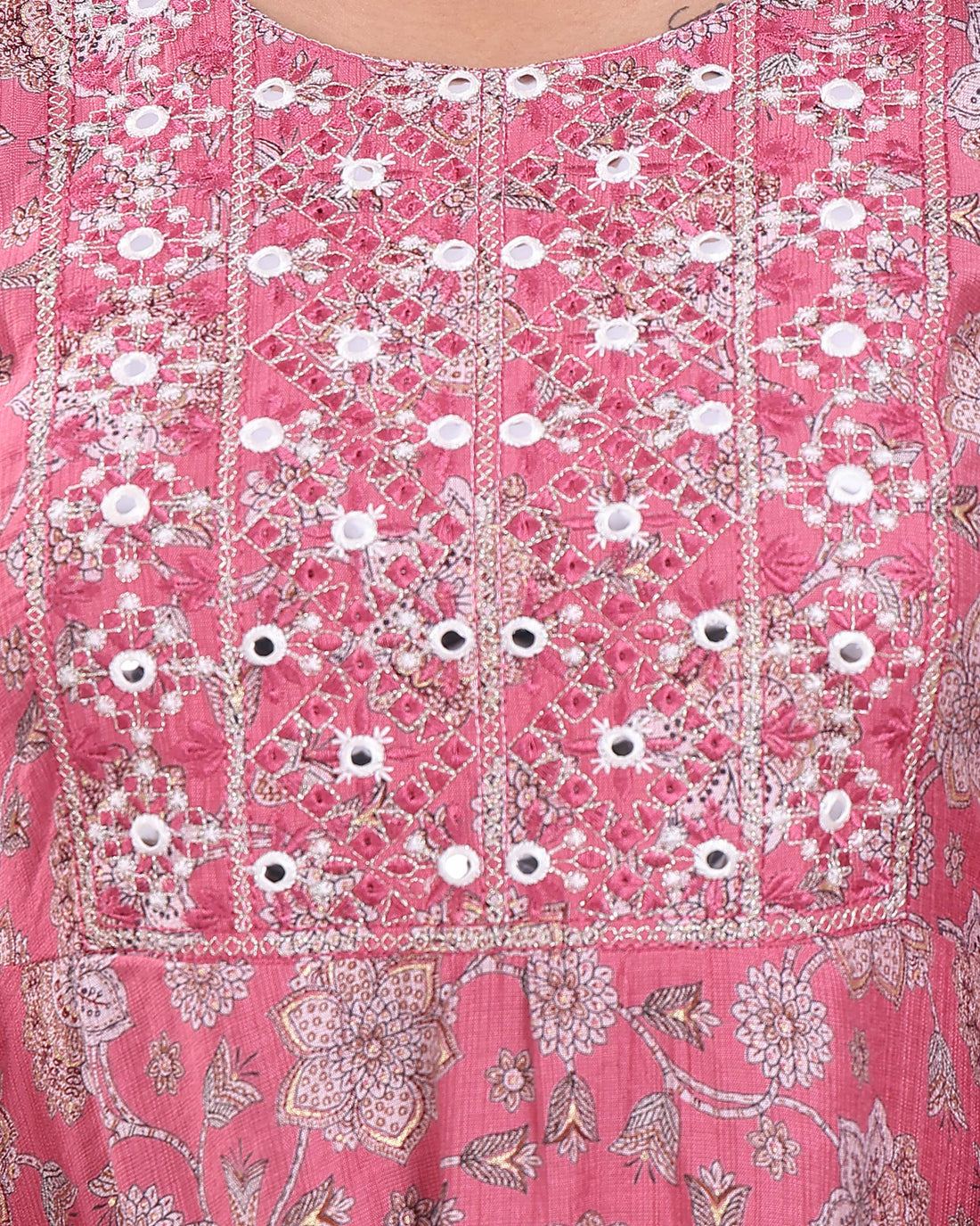 Designer Onion Pink Embroidered Women's Kurti