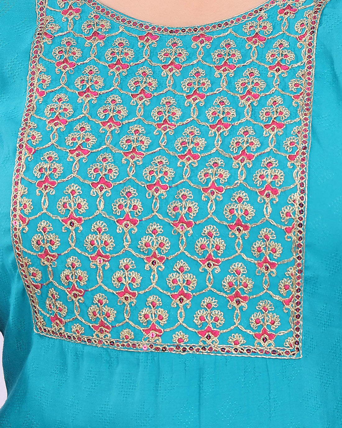 Designer Sky Blue Embroidered Women's Kurti