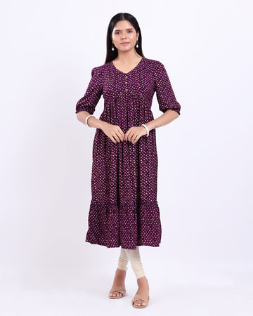 Designer Purple Printed Women's Kurti