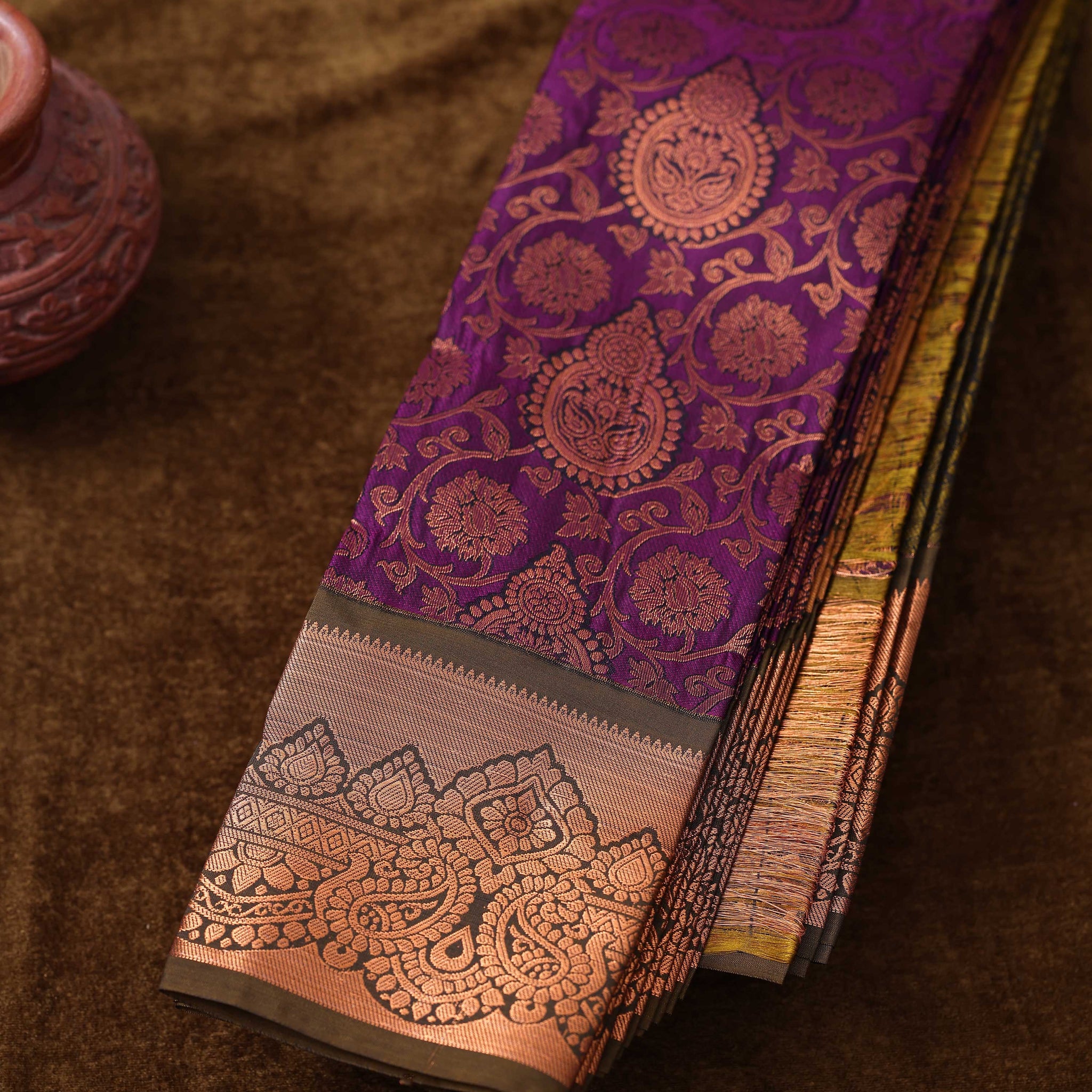 Violet Colour Copper Zari Aparna Saree