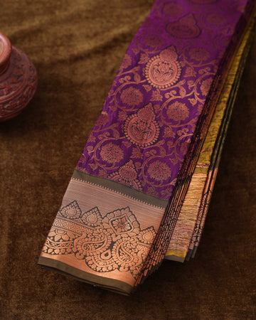 Violet Colour Copper Zari Aparna Saree