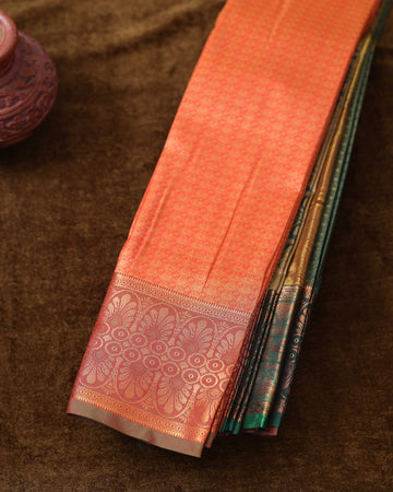 Orange Colour Copper Zari Aparna Saree