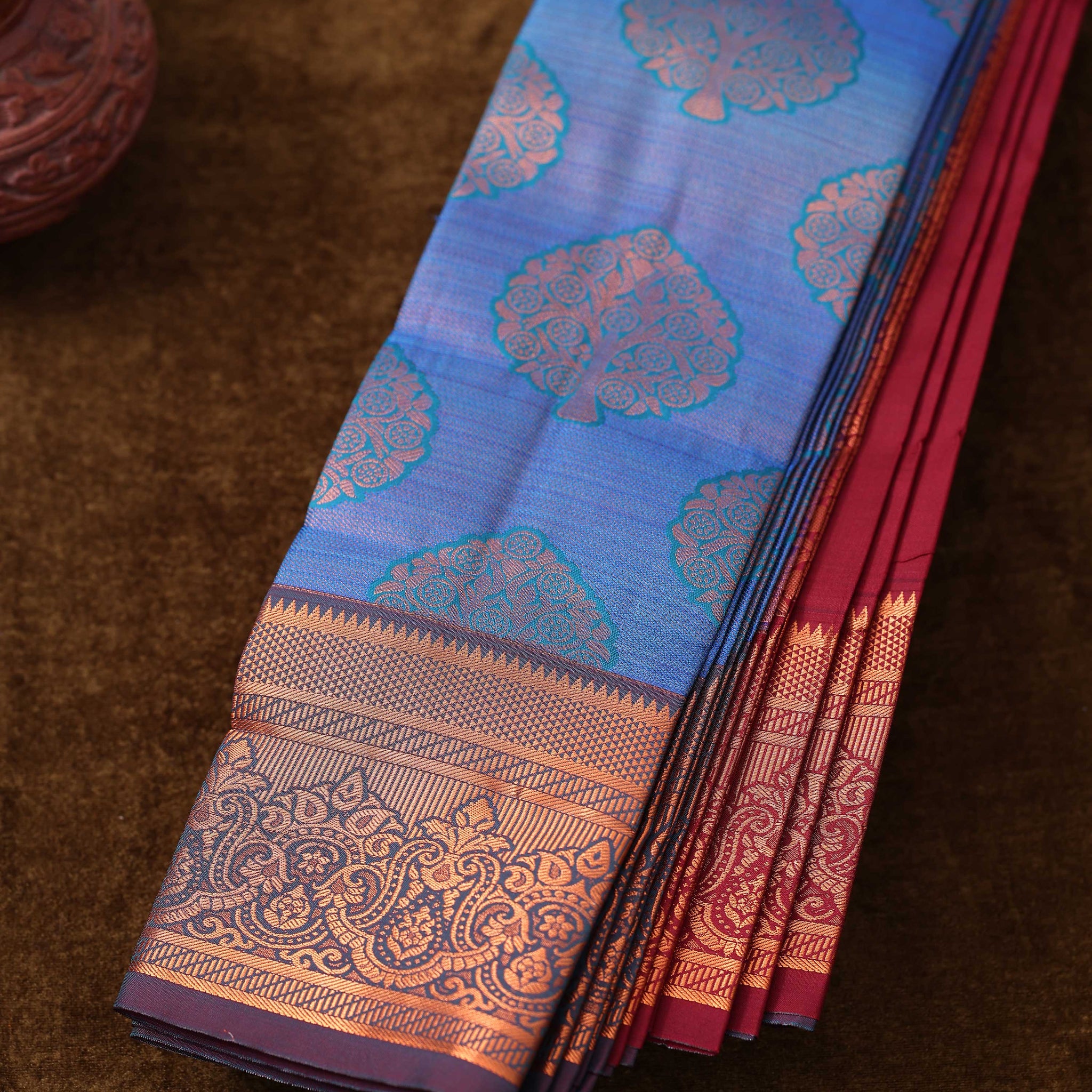 Blue Colour Copper Zari Aparna Saree