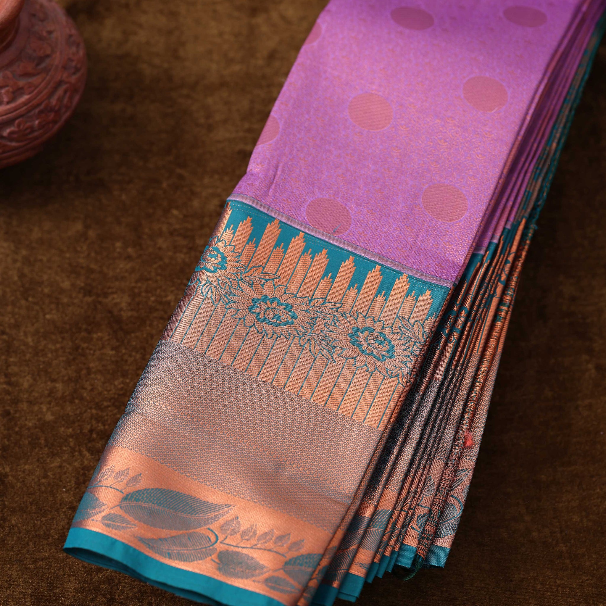 Purple Colour Copper Zari Aparna Saree