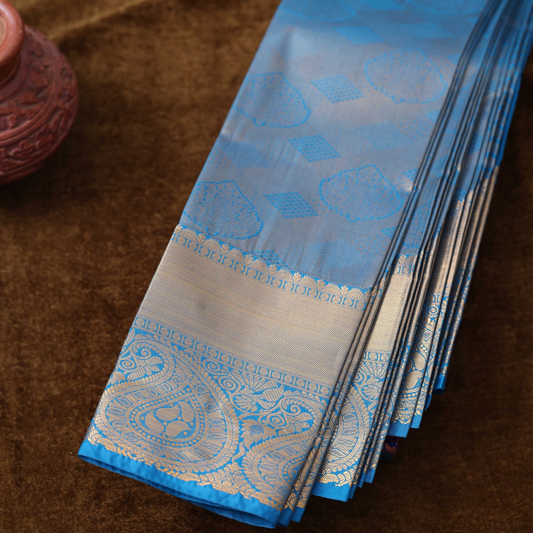 Blue Colour Gold Zari Aparna Saree